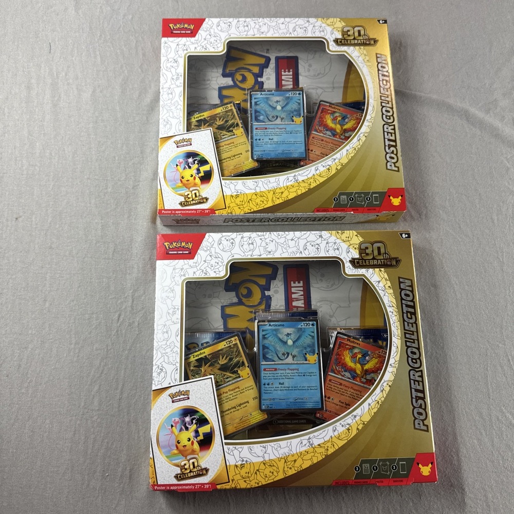 Pokemon 30th Celebration Anniversary Poster Collection Box Lot of 2 NEW SEALED